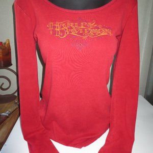 Harley-Davidson Women's Tee Top Red/Orange Size LARGE